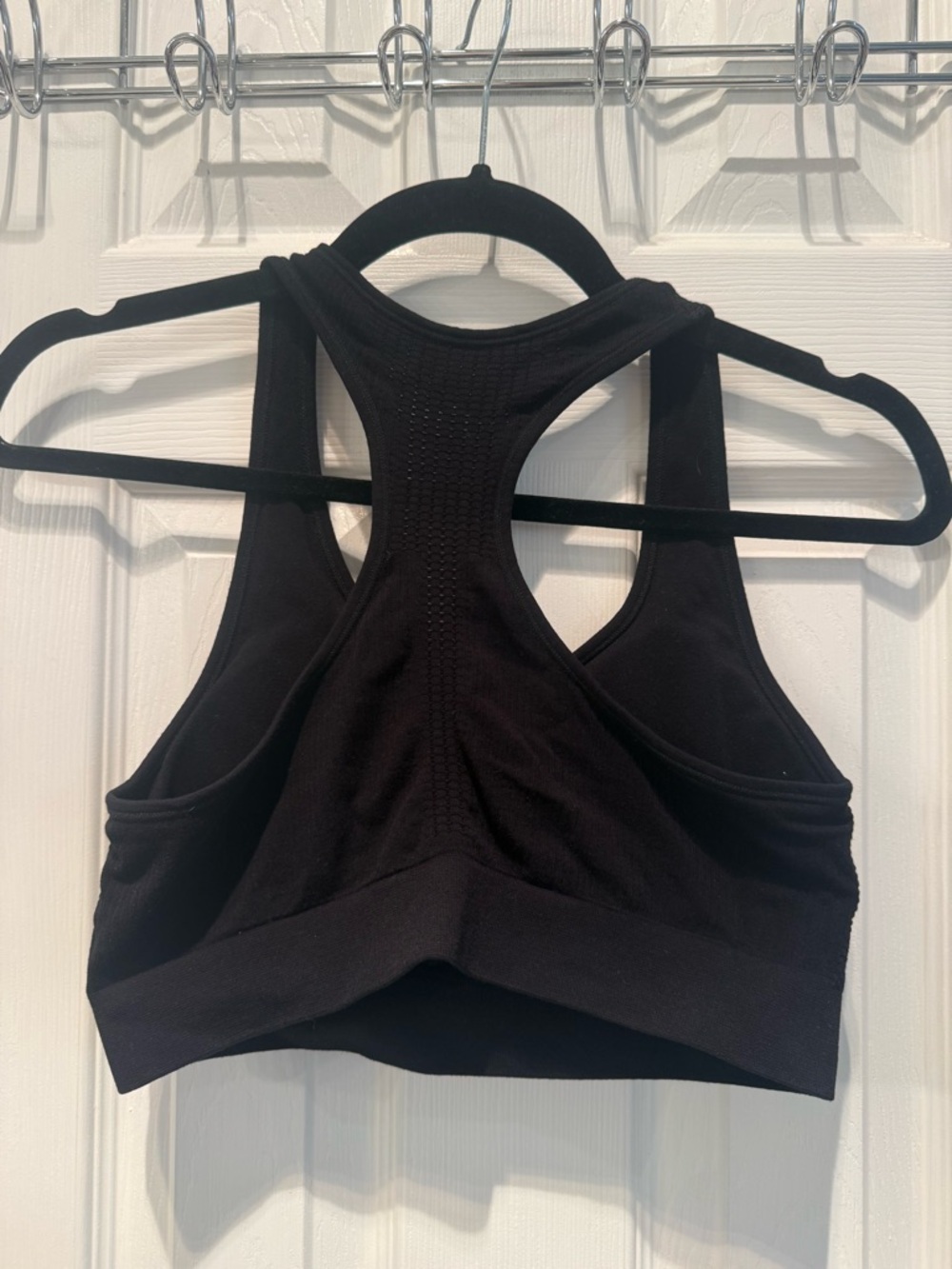 💪♥️ Nine West Active Racerback Sports Bra L/XL Black Athletic Workout Top - Picture 3 of 5